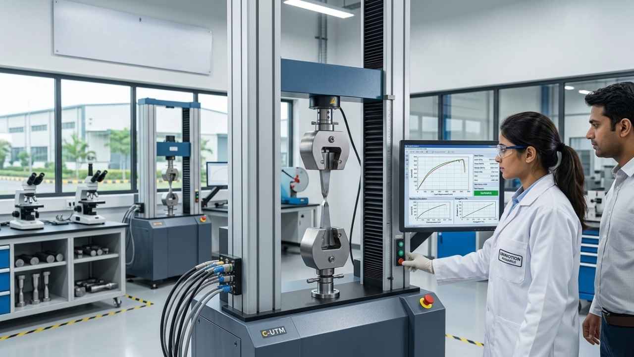 Computerized Universal Testing Machine used for digital material strength testing